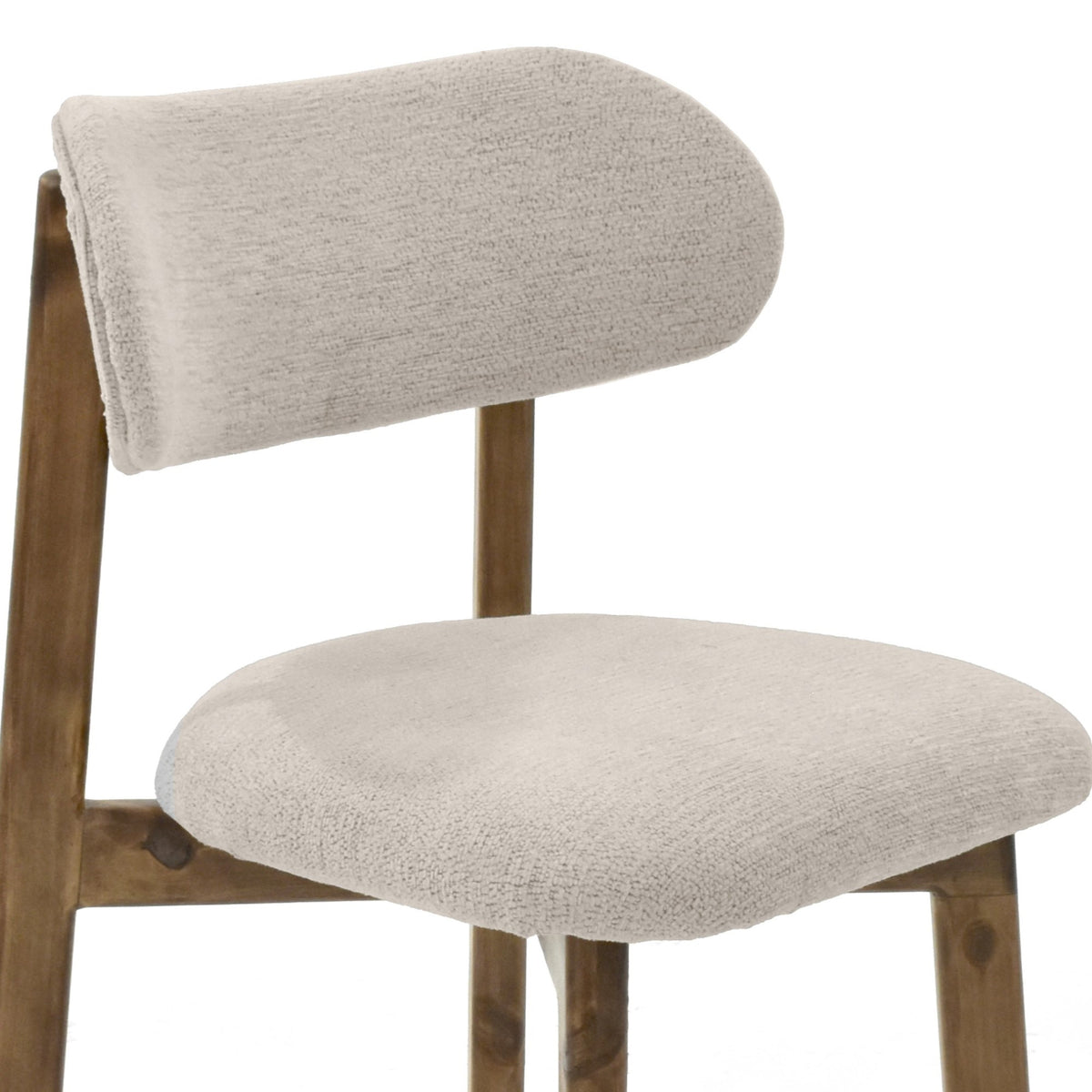 Silla de Comedor Saudi Beige y Matiz Caoba 58x82cm de Asiento Ovalado con Espaldar y sin Apoya Brazos