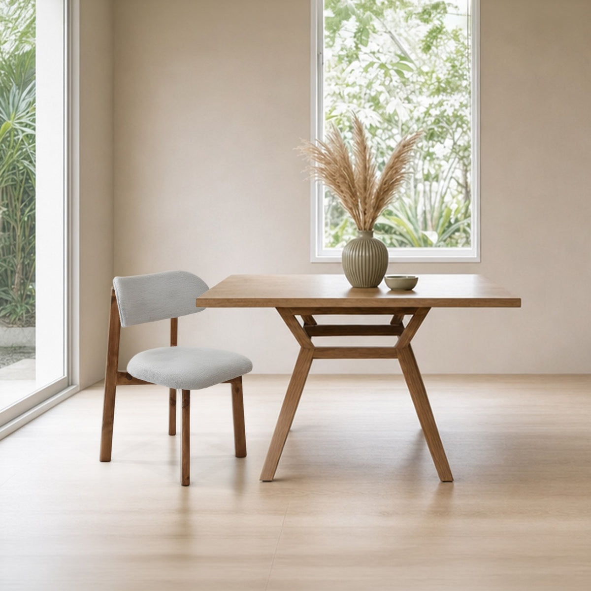 Silla de Comedor Saudi Plata y Matiz Caoba 58x82cm de Asiento Ovalado con Espaldar y sin Apoya Brazos