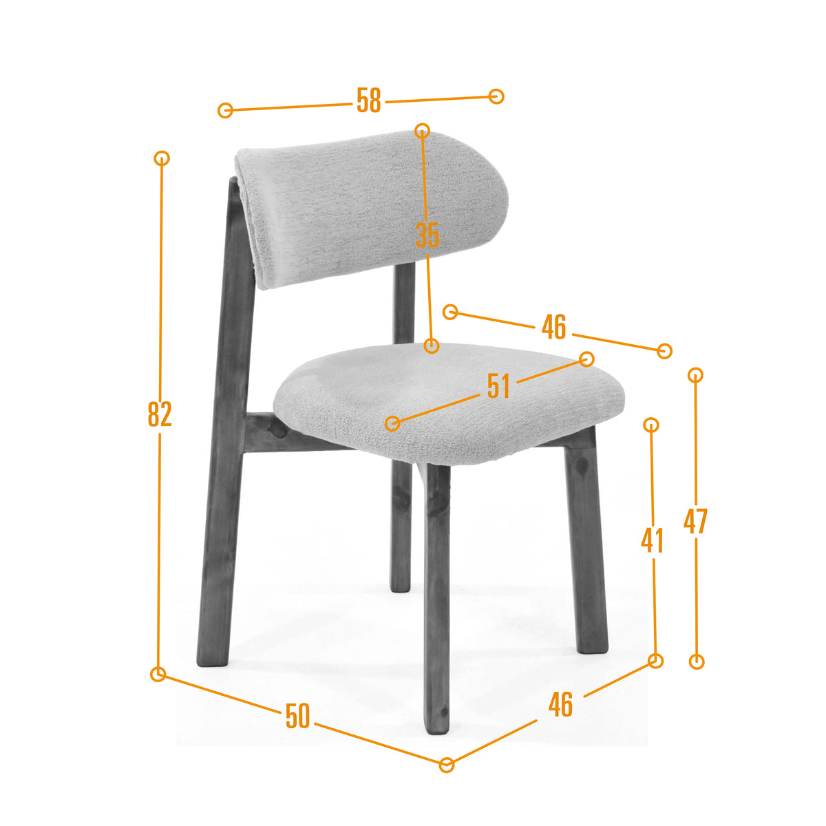 Silla de Comedor Saudi Plata y Matiz Caoba 58x82cm de Asiento Ovalado con Espaldar y sin Apoya Brazos