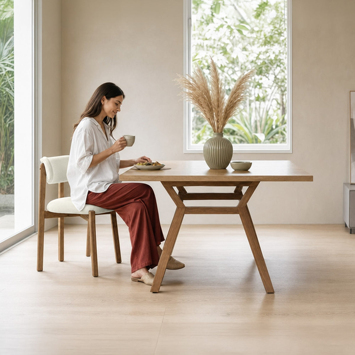 Silla de Comedor Saudi Multicolor y Matiz Caoba 58x82cm de Asiento Ovalado sin Espaldar y sin Apoya Brazos