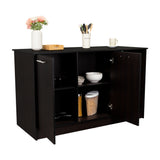 Isla de Cocina Ginger Wengue 150x90.6cm Con Seis Compartimientos