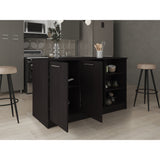 Isla de Cocina Ginger Wengue 150x90.6cm Con Seis Compartimientos