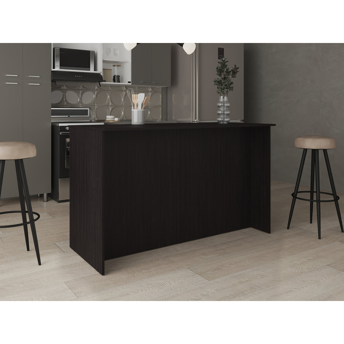 Isla de Cocina Ginger Wengue 150x90.6cm Con Seis Compartimientos
