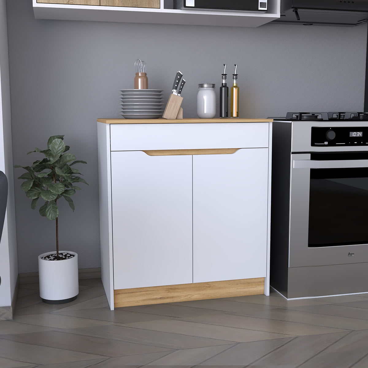 Mueble Inferior de Cocina Soler Blanco Moderno 52x89cm