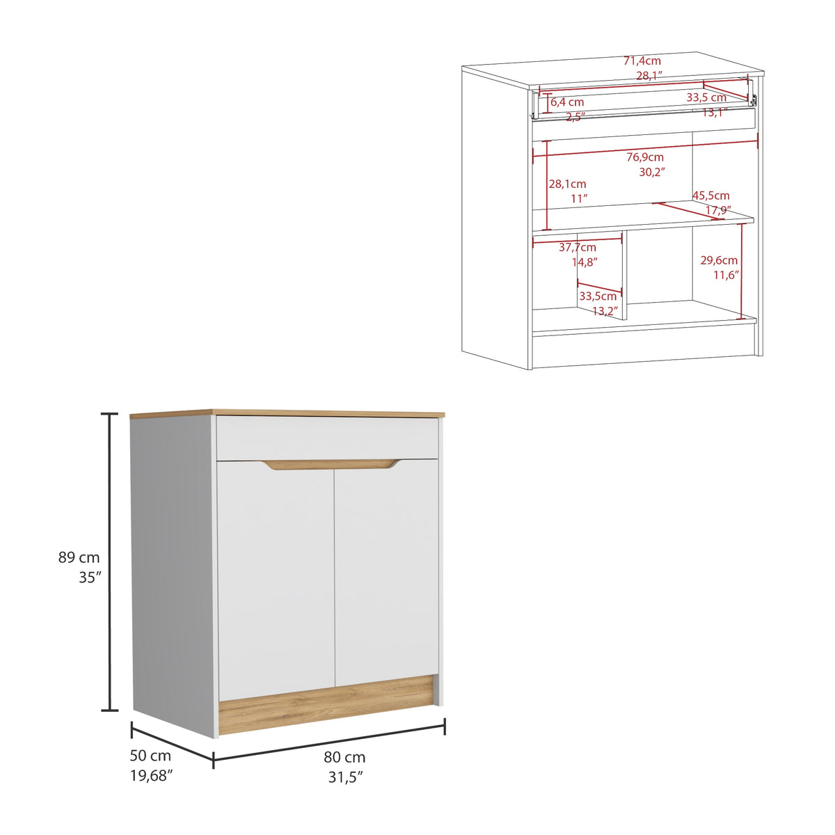 Mueble Inferior de Cocina Soler Blanco Moderno 52x89cm