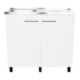 Mueble Inferior Napoles Blanco 100x89cm con Mesón de Acero Inoxidable y con Pozuelo Lado Izquierdo