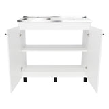 Mueble Inferior Napoles Blanco 100x89cm con Mesón de Acero Inoxidable y con Pozuelo Lado Izquierdo