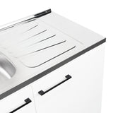 Mueble Inferior Napoles Blanco 100x89cm con Mesón de Acero Inoxidable y con Pozuelo Lado Izquierdo