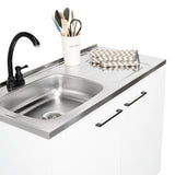 Mueble Inferior Napoles Blanco 100x89cm con Mesón de Acero Inoxidable y con Pozuelo Lado Izquierdo