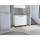 Mueble Inferior Napoles Blanco 100x89cm con Mesón de Acero Inoxidable y con Pozuelo Lado Izquierdo