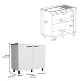 Mueble Inferior Napoles Blanco 100x89cm con Mesón de Acero Inoxidable y con Pozuelo Lado Izquierdo