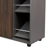 Zapatero Houck Plomo Y Nogal 86.5x91.5cm Vertical de Tres Niveles para Once Zapatos