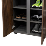 Zapatero Houck Plomo Y Nogal 86.5x91.5cm Vertical de Tres Niveles para Once Zapatos