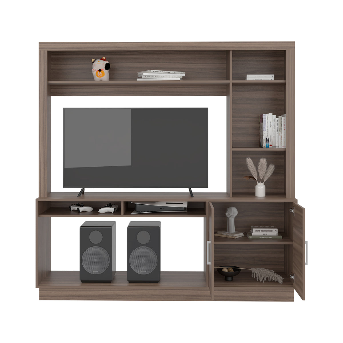 Centro de Entretenimiento Cantabria Avellana 180x180cm Para TV Hasta 55 Pulgadas con Un Cajón