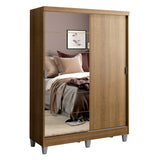 Closet Luke Marron 120x192cm con Un Espejo con Dos Cajones y con Tres Entrepaños