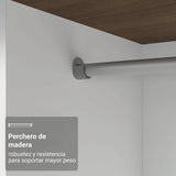 Closet Luke Marron 120x192cm con Un Espejo con Dos Cajones y con Tres Entrepaños