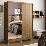 Closet Luke Marron 120x192cm con Un Espejo con Dos Cajones y con Tres Entrepaños