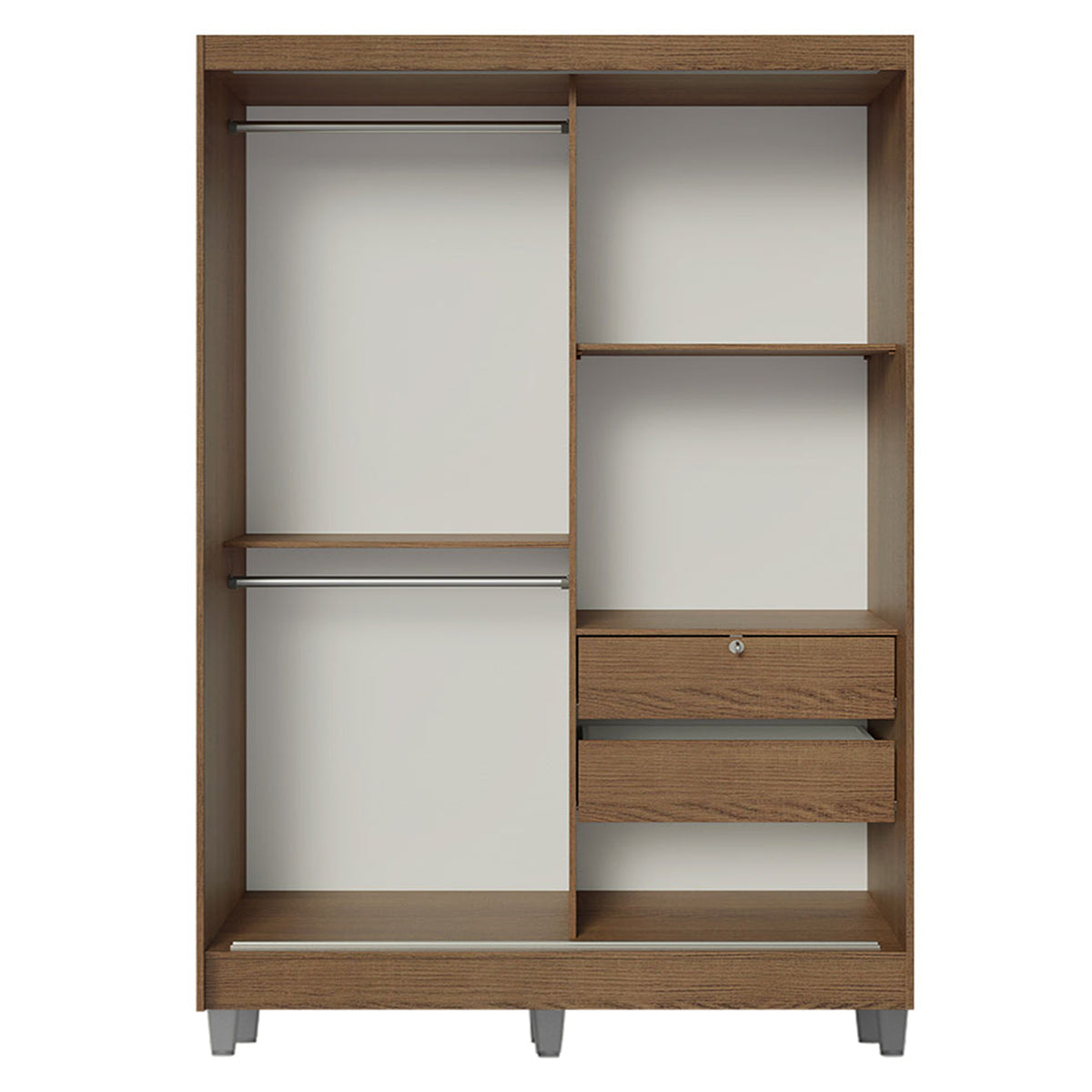 Closet Luke Marron 120x192cm con Espejo con Dos Cajones y con Tres Entrepaños