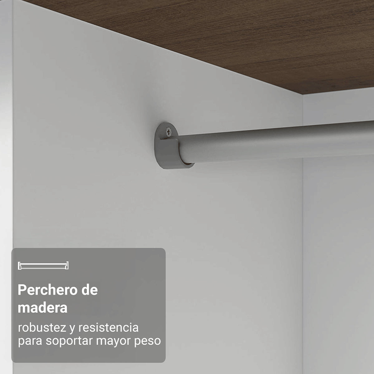 Closet Luke Marron 120x192cm con Espejo con Dos Cajones y con Tres Entrepaños