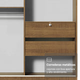 Closet Luke Marron 120x192cm con Espejo con Dos Cajones y con Tres Entrepaños