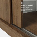 Closet Luke Marron 120x192cm con Espejo con Dos Cajones y con Tres Entrepaños
