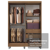 Closet Luke Marron 120x192cm con Dos Cajones y con Tres Entrepaños