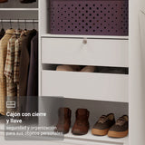 Closet Luke Blanco 120x192cm con Un Espejo con Dos Cajones y con Tres Entrepaños