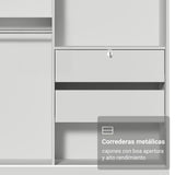 Closet Luke Blanco 120x192cm con Un Espejo con Dos Cajones y con Tres Entrepaños