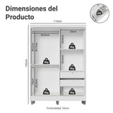Closet Luke Blanco 120x192cm con Un Espejo con Dos Cajones y con Tres Entrepaños
