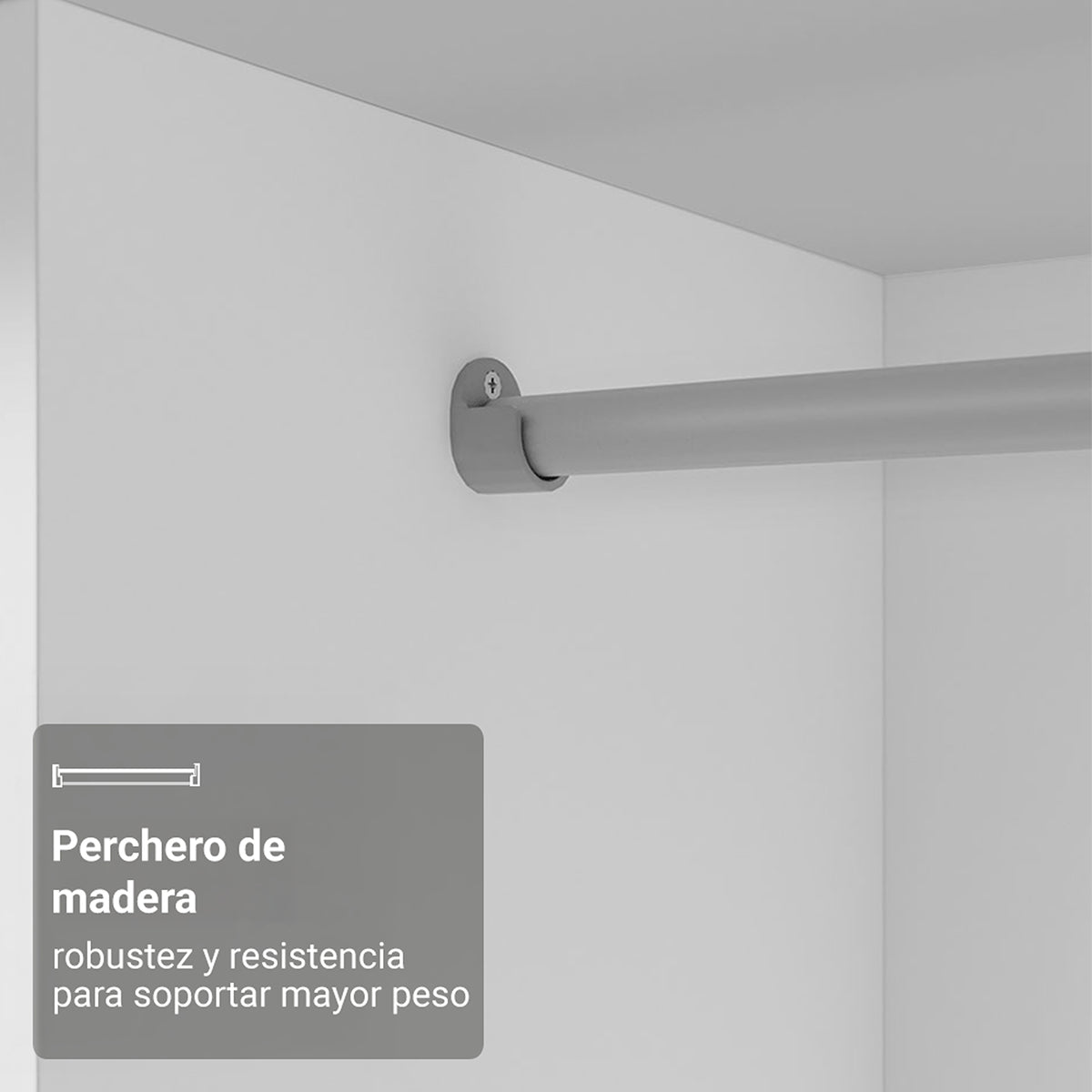 Closet Max Blanco 119x183cm con Espejo con Dos Cajones y con Tres Entrepaños
