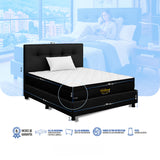 Combo Colchón Enrollado y Base Cama Versalles Negro Sencillo 100 X 190 Cm Medio Suave Ortopedico e Hipoalergénico