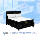 Combo Colchón Enrollado y Base Cama Versalles Negro Doble 140 X 190 Cm Medio Suave Ortopédico e Hipoalergénico