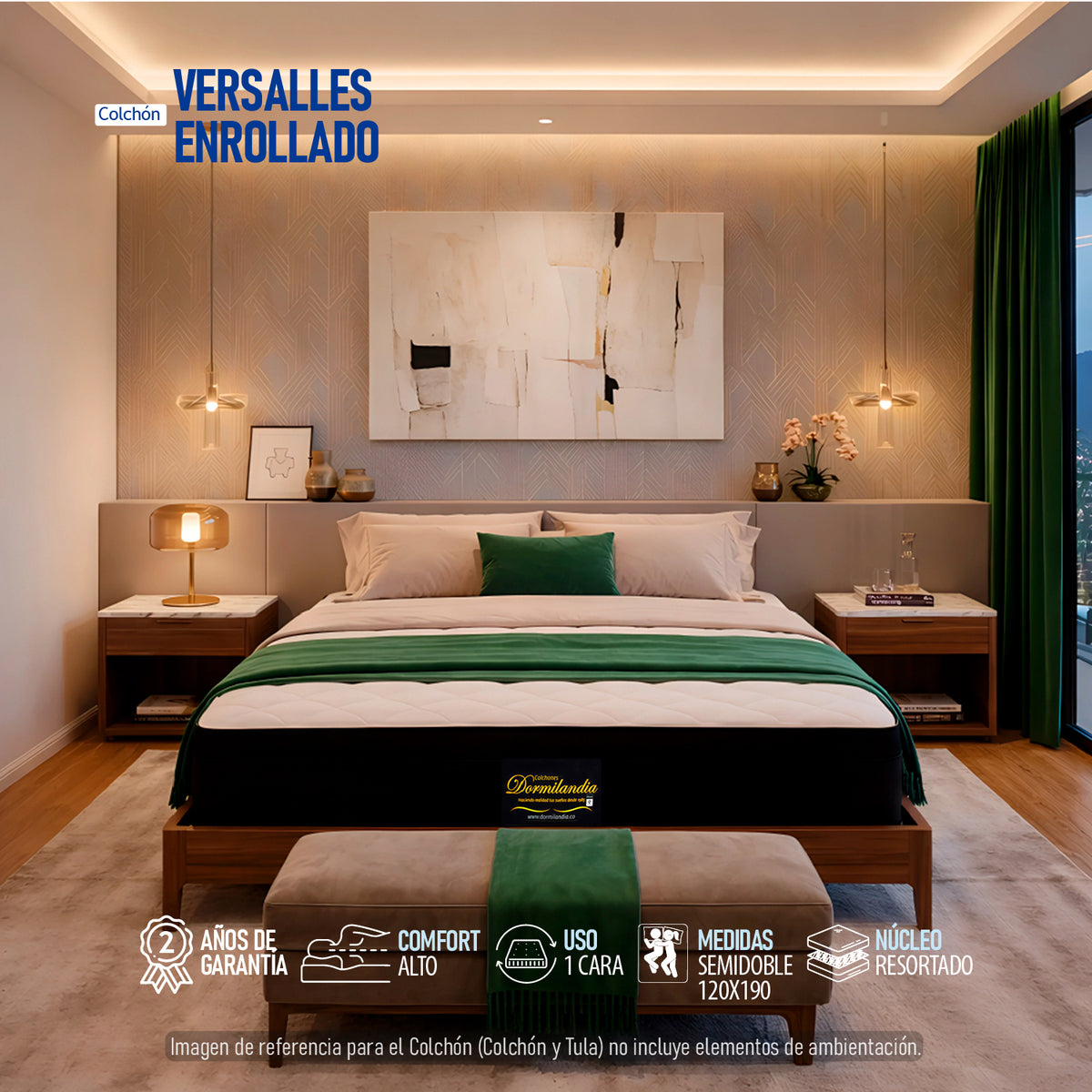 Colchón Enrollado Versalles Blanco Semidoble 120 X 190 Cm Medio Suave