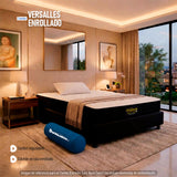 Combo Base Cama y Colchón Enrollado Versalles Blanco y Negro Sencillo 100 X 190 Cm Medio Suave