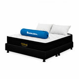 Combo Base Cama y Colchón Enrollado Versalles Blanco y Negro Queen 160 X 190 Cm Medio Suave