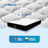 Combo Base Cama y Colchón Versalles Blanco y Negro King 200 X 200 Cm Medio Suave