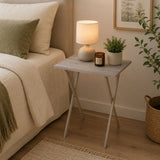 Mesa auxiliar Cenizo Blanco y Crema 48x59cm Cuadrada Apilable y Plegable