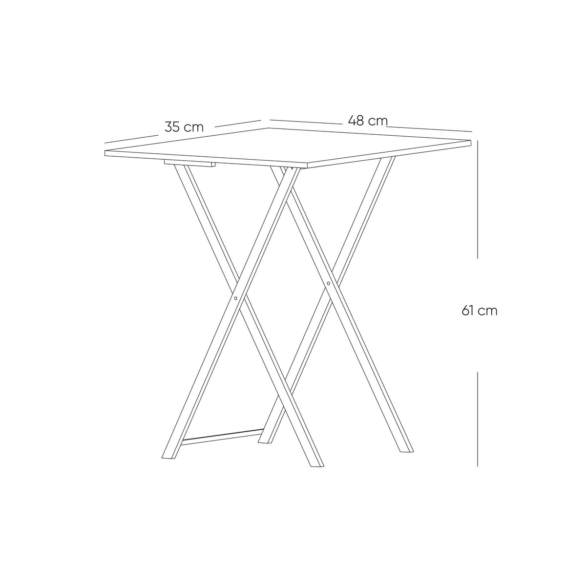 Mesa auxiliar Cenizo Blanco y Crema 48x59cm Cuadrada Apilable y Plegable