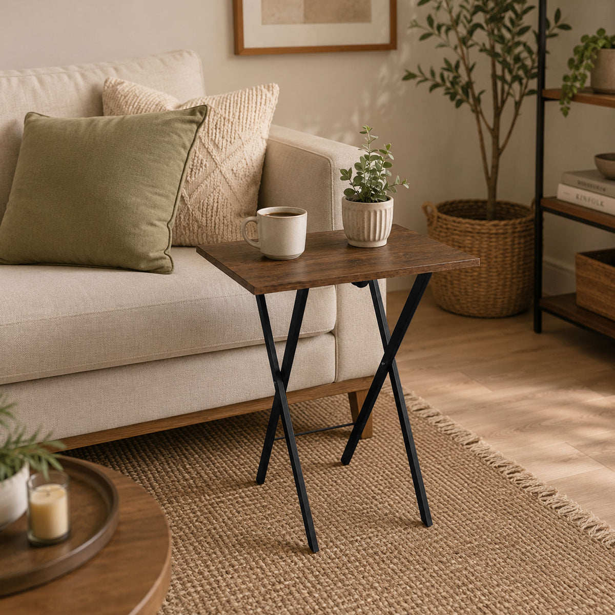 Mesa auxiliar Bellota 48x59cm Cuadrada Apilable y Plegable