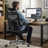 Silla de Oficina X57 Negro 57.5x111cm con Apoyabrazos con Soporte Lumbar y con Apoya Cabezas