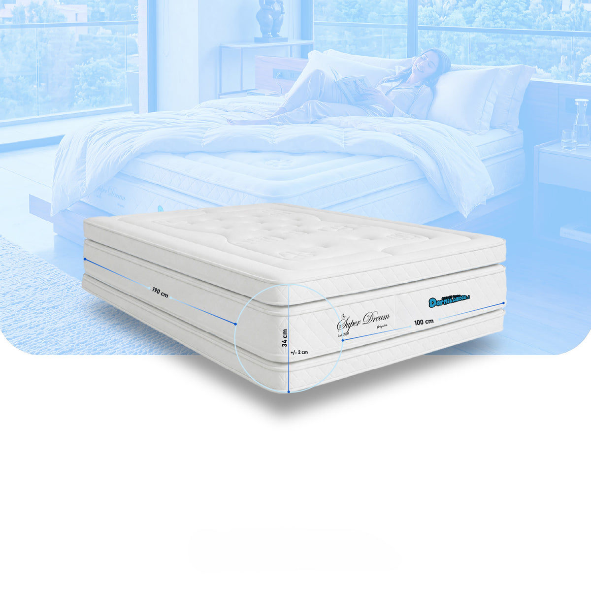 Colchón Super Dream Blanco Sencillo 100 X 190 Cm Firmeza Firme Doble Faz
