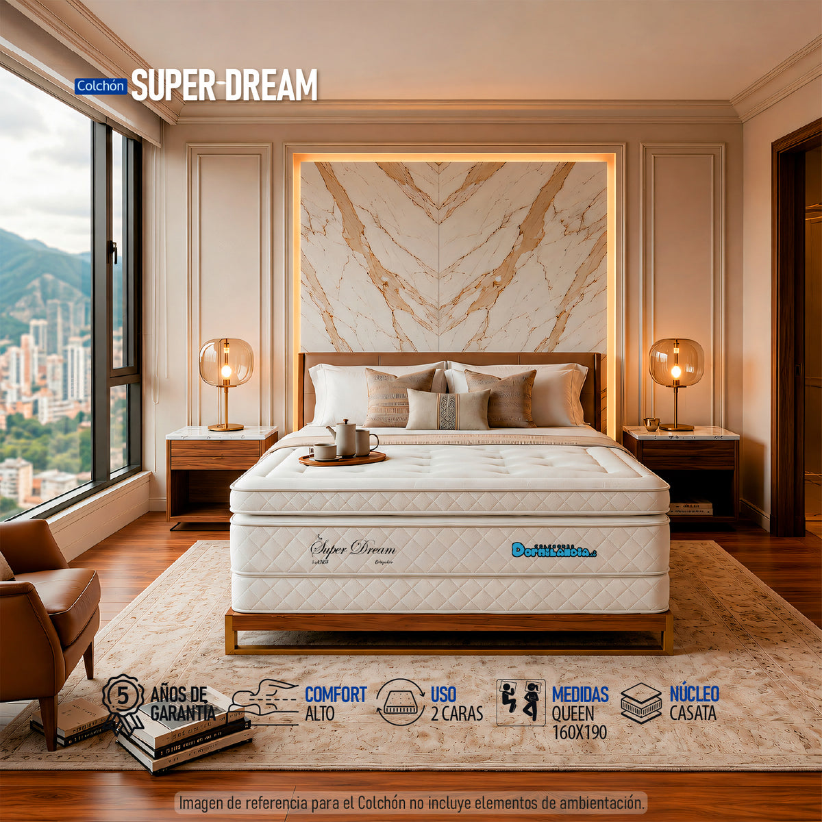 Colchón Super Dream Blanco Queen 160 X 190 Cm Firme Doble Faz
