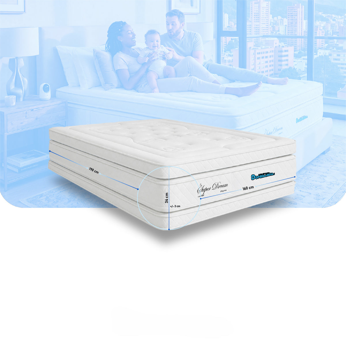 Colchón Super Dream Blanco Queen 160 X 190 Cm Firme Doble Faz
