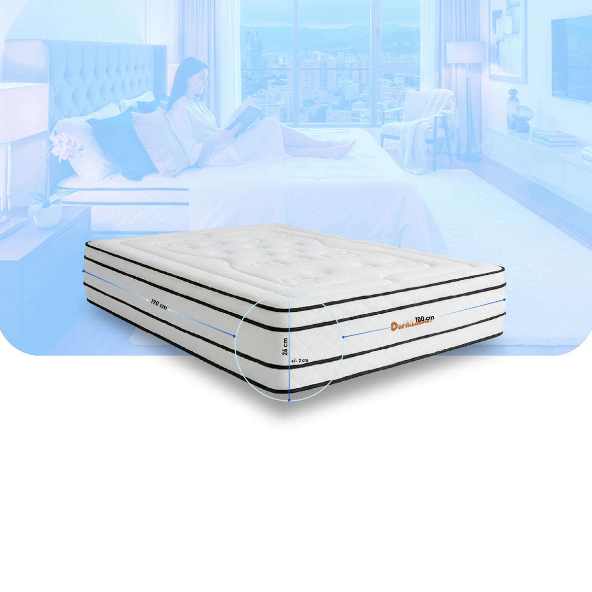 Colchón Pocket Infinity Blanco Sencillo 100 X 190 Cm Firme Doble Faz