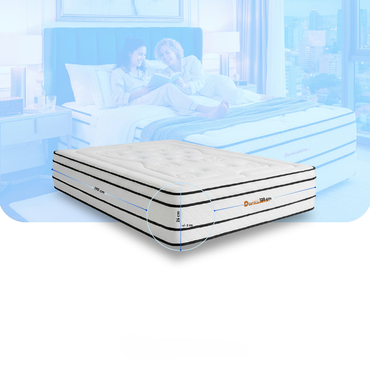 Colchón Pocket Infinity Blanco Semidoble 120 X 190 Cm Firme Doble Faz