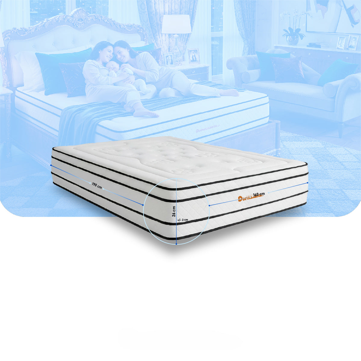 Colchón Pocket Infinity Blanco Queen 160 X 190 Cm Firmeza Firme Doble Faz