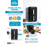 Freidora de Aire Home Elements Verti Fry Negro y Plata 40.4x40.9cm de 11 Litros Doble Canastilla