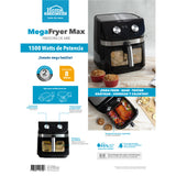 Freidora de Aire Home Elements Megafryer Max Negro y Plata 35.5x34.2cm de 8 Litros