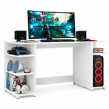 Escritorio gamer blanco con repisas laterales en MDP 130x60 cm