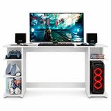 Escritorio gamer blanco con repisas laterales en MDP 130x60 cm